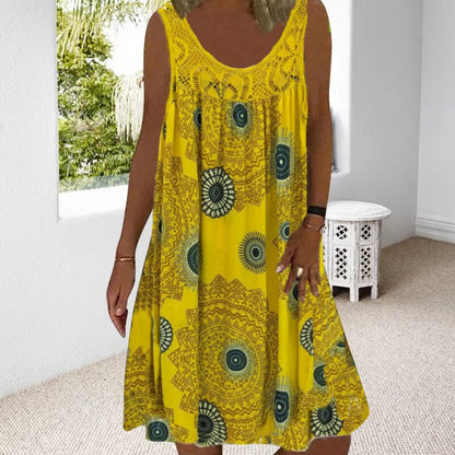 Damen Kleid | Ärmellos Boho Print