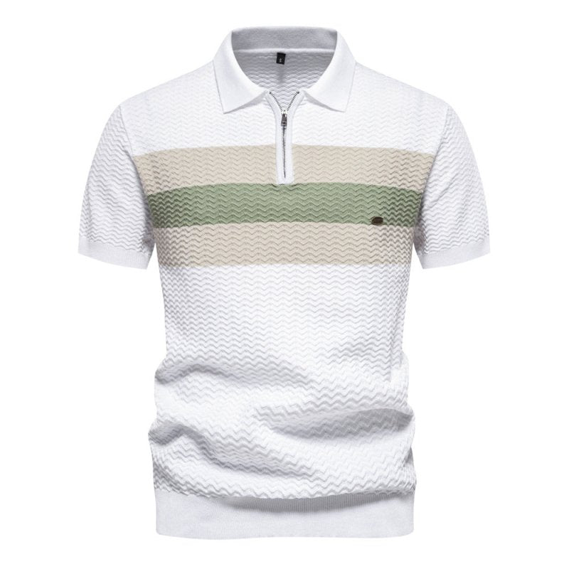 Herren Poloshirt | Reißverschluss Streifendesign