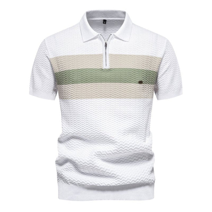 Herren Poloshirt | Reißverschluss Streifendesign