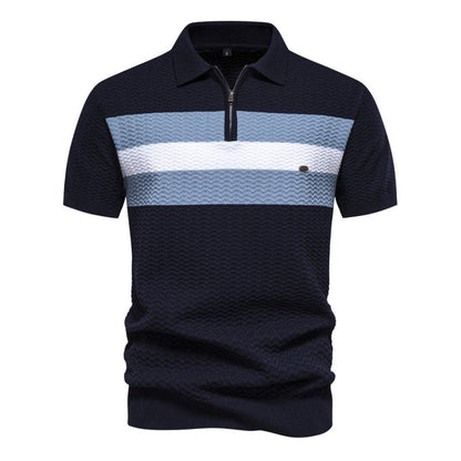 Herren Poloshirt | Reißverschluss Streifendesign