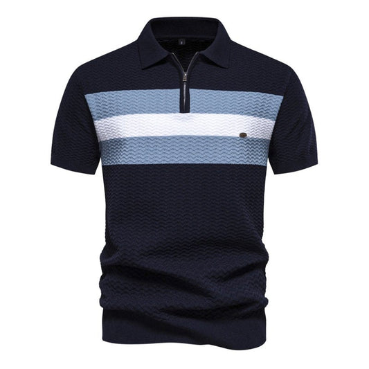 Herren Poloshirt | Reißverschluss Streifendesign