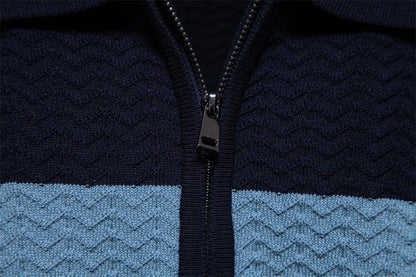 Herren Poloshirt | Reißverschluss Streifendesign
