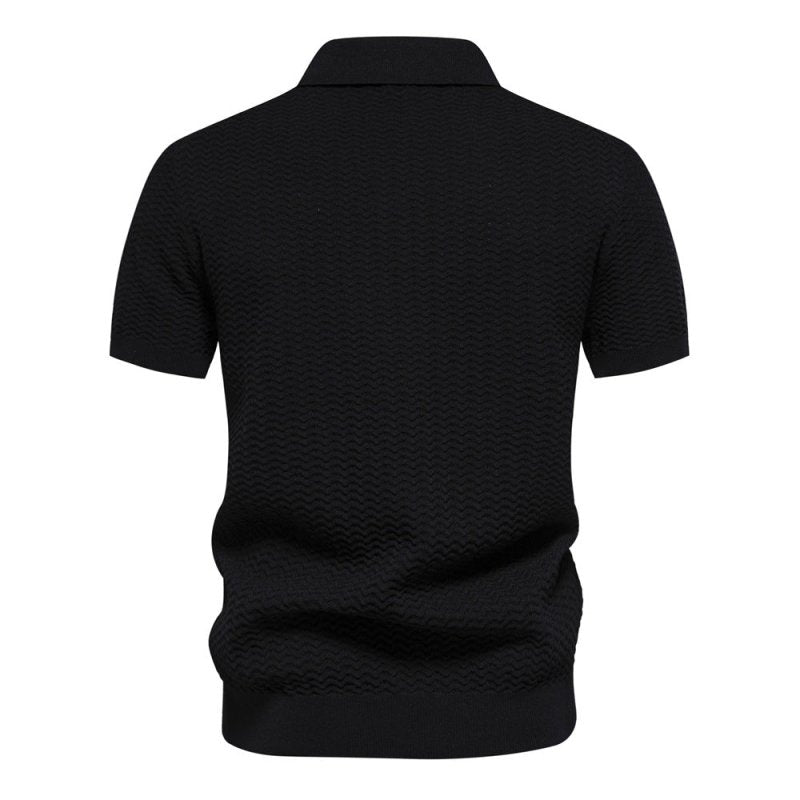 Herren Poloshirt | Reißverschluss Streifendesign