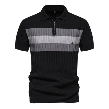 Herren Poloshirt | Reißverschluss Streifendesign
