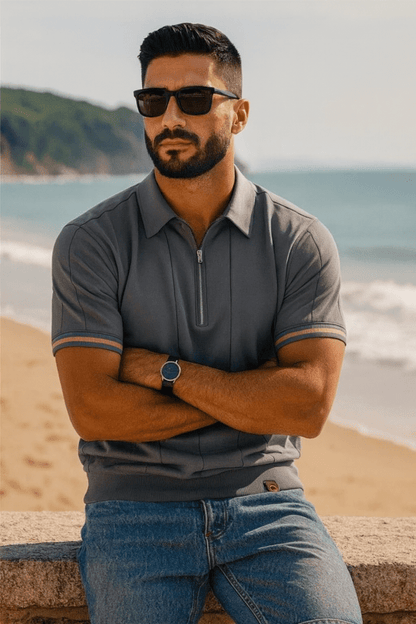 Herren Poloshirt | Reißverschluss Kurzarm