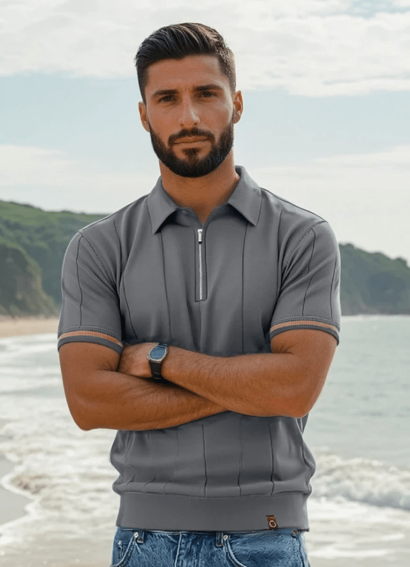 Herren Poloshirt | Reißverschluss Kurzarm