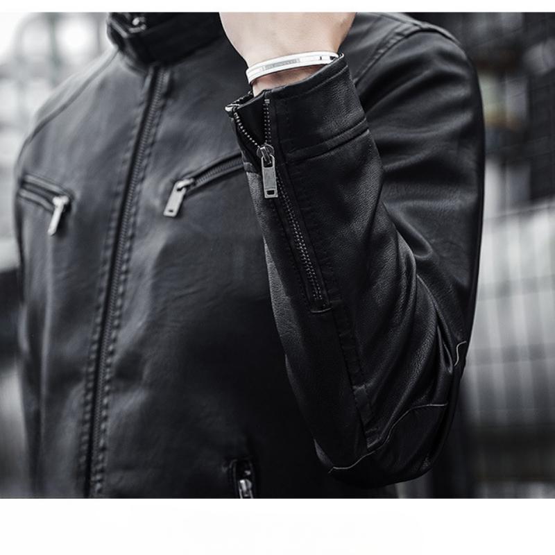 Herren Jacken | Stehkragen Reißverschluss Bikerstil