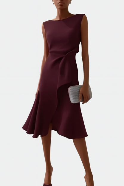 Damen Kleid | Ärmellos Drapiert Midi