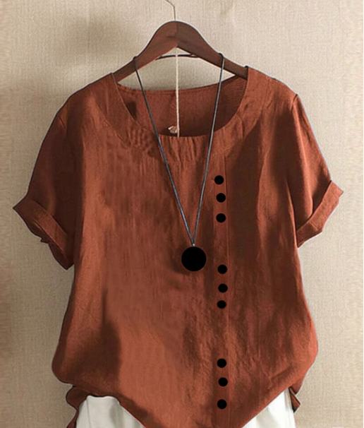 Damenbluse | Kurzarm mit Knopfdetail