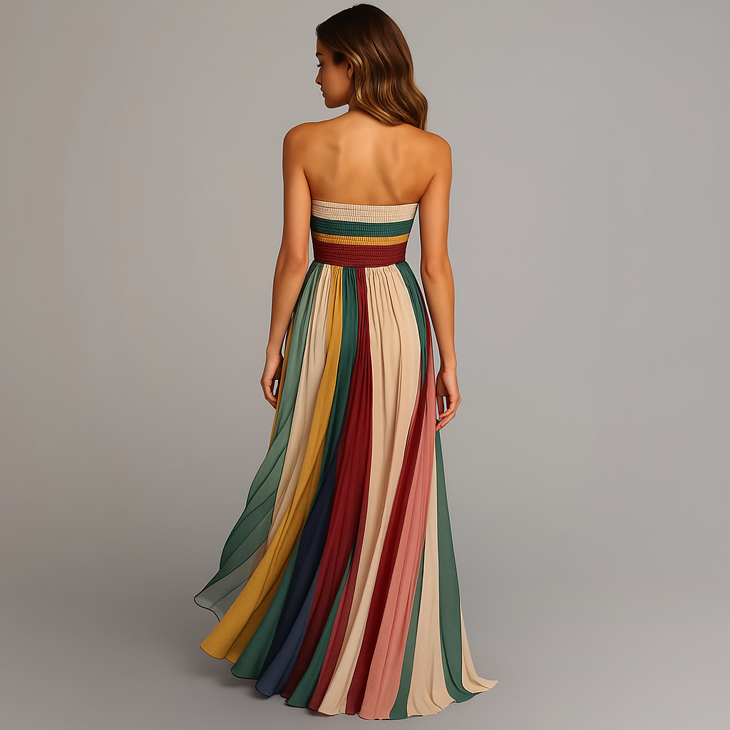 Damen Kleid | Bandeau Plisseerock Maxi