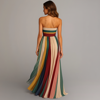 Damen Kleid | Bandeau Plisseerock Maxi