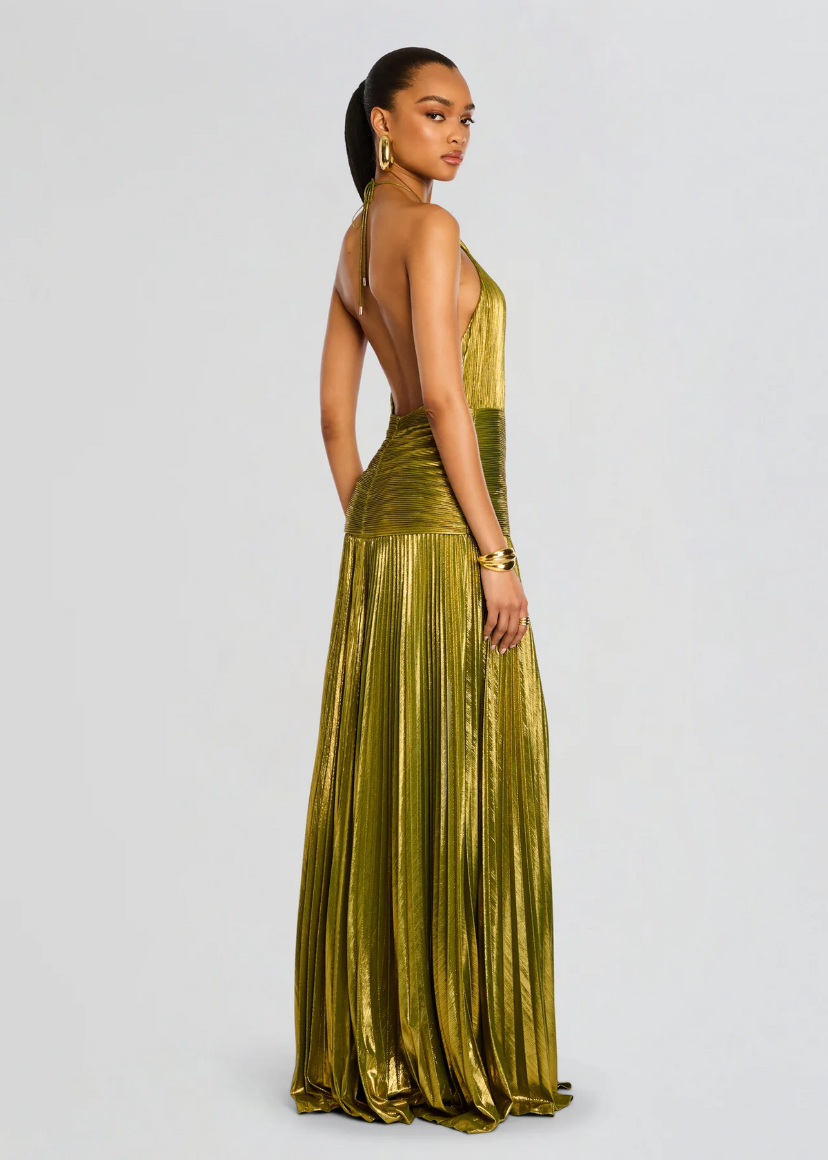 Damen Kleid | Halterneck Plissee Maxi