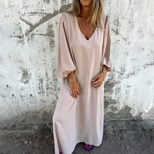 Damen Kleid | V-Ausschnitt Lange Ärmel