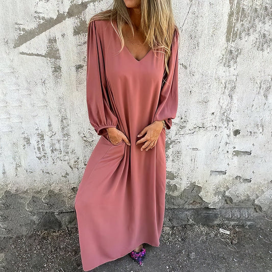Damen Kleid | V-Ausschnitt Lange Ärmel