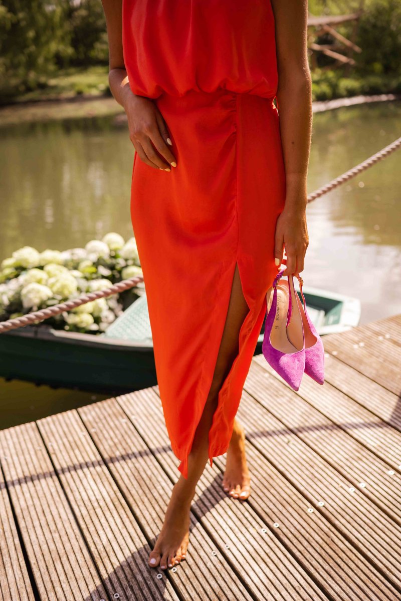 Damen Kleid | Ärmellos Schlitz Midi Klassisch