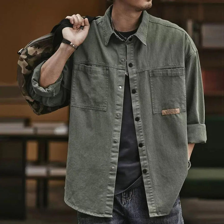Herrenhemd | Langarm Vintage Stil Button-Up