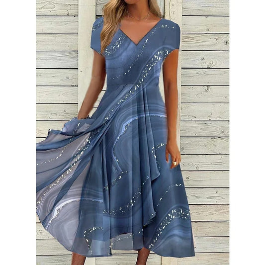 Damen Kleid | Lagenlook V-Ausschnitt Midi