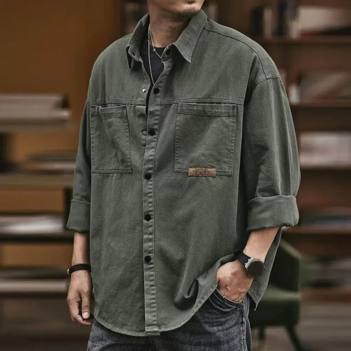 Herrenhemd | Langarm Vintage Stil Button-Up