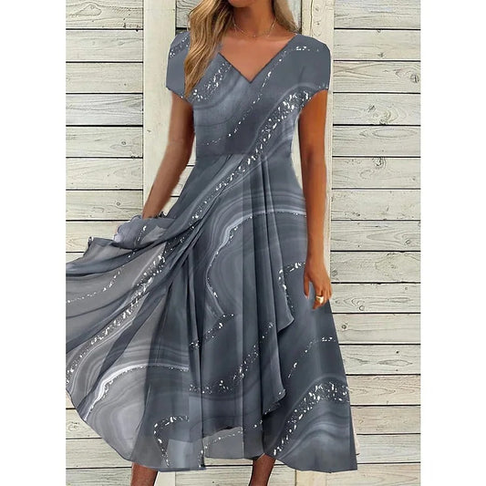 Damen Kleid | Lagenlook V-Ausschnitt Midi