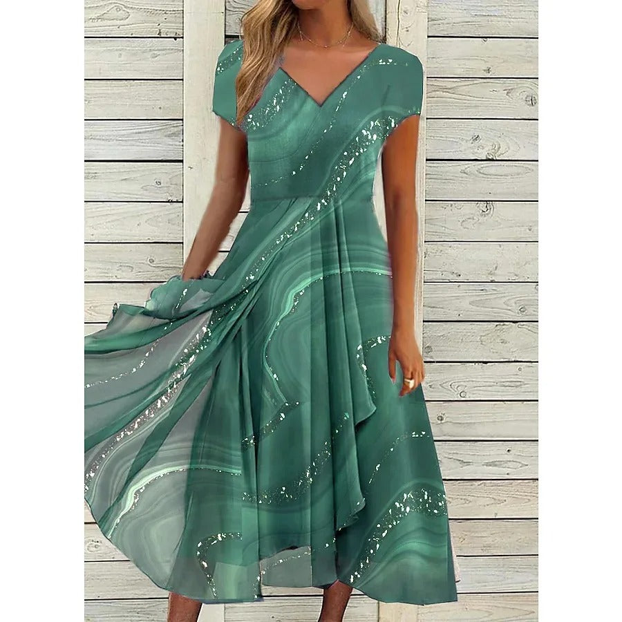Damen Kleid | Lagenlook V-Ausschnitt Midi