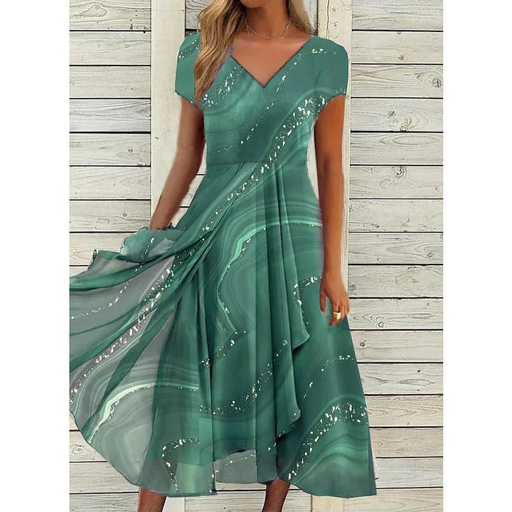 Damen Kleid | Lagenlook V-Ausschnitt Midi