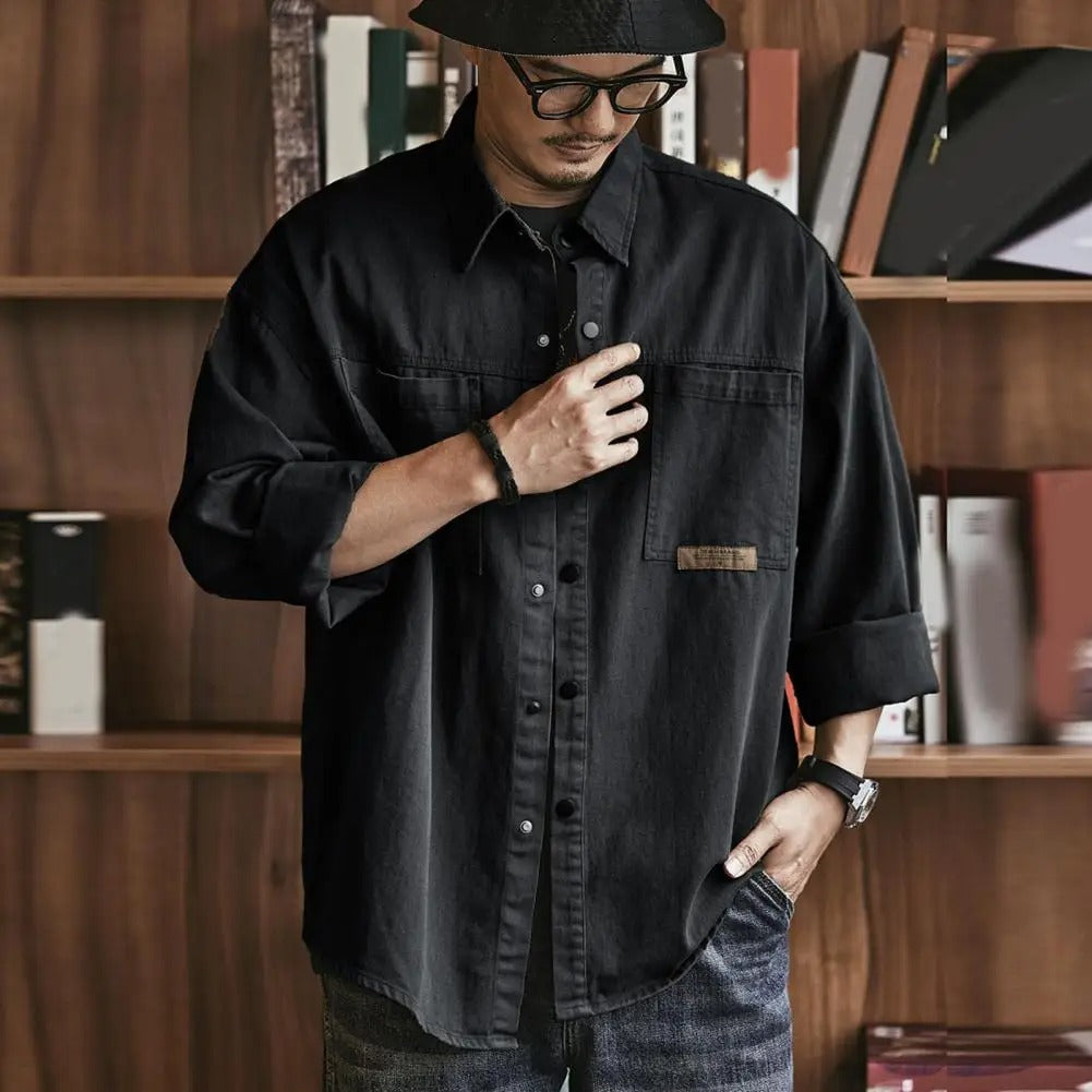 Herrenhemd | Langarm Vintage Stil Button-Up