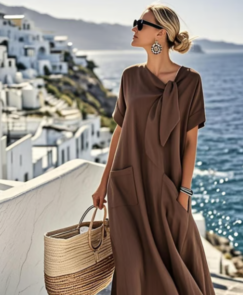 Damen Kleid | Lockeres Sommer mit Taschen