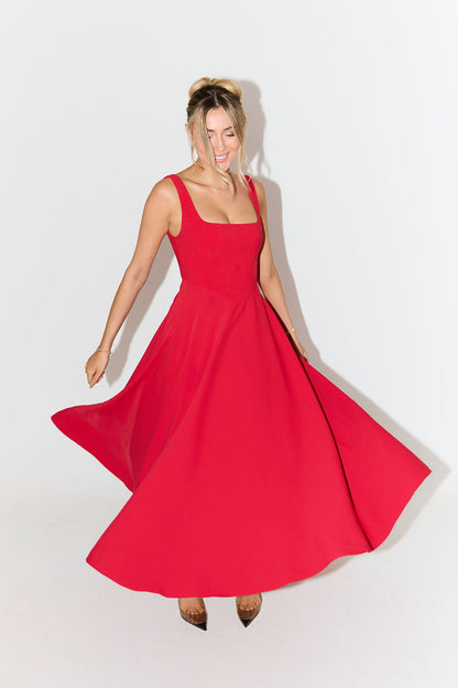 Damen Kleid | Karree-Ausschnitt A-Linie Midi