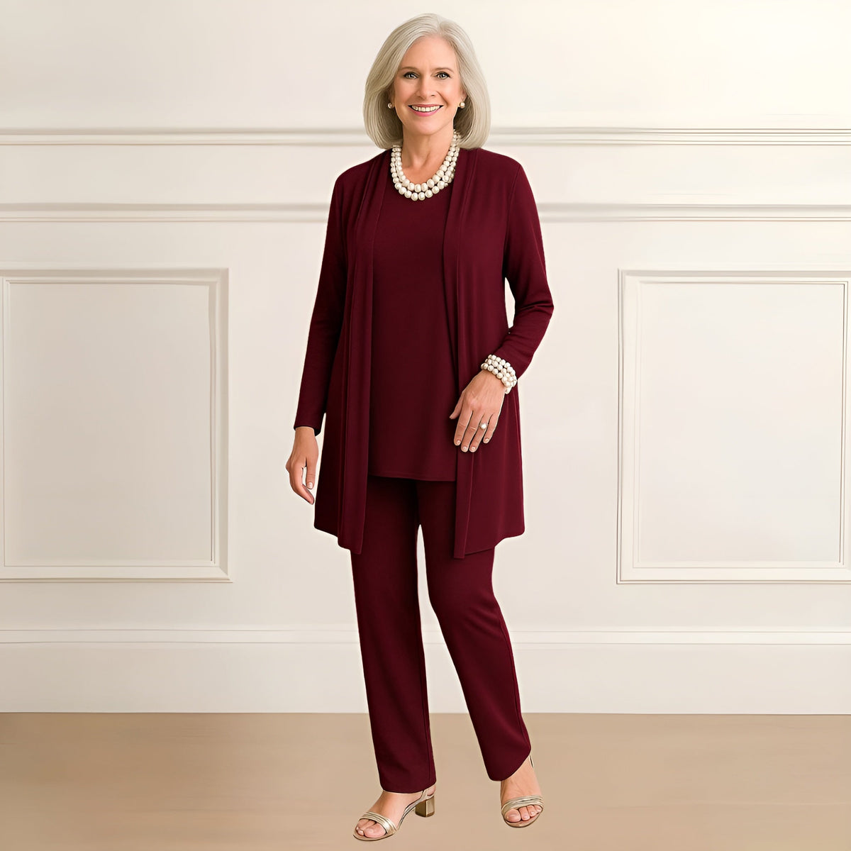 Damen Dreiteiler | Cardigan, Top und Hose