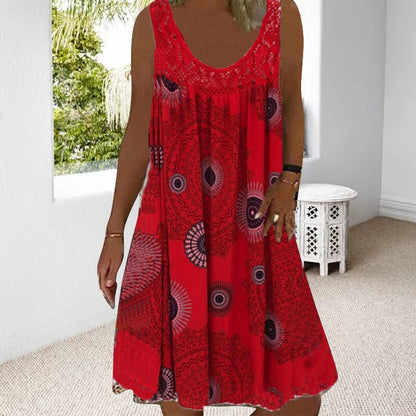 Damen Kleid | Ärmellos Boho Print