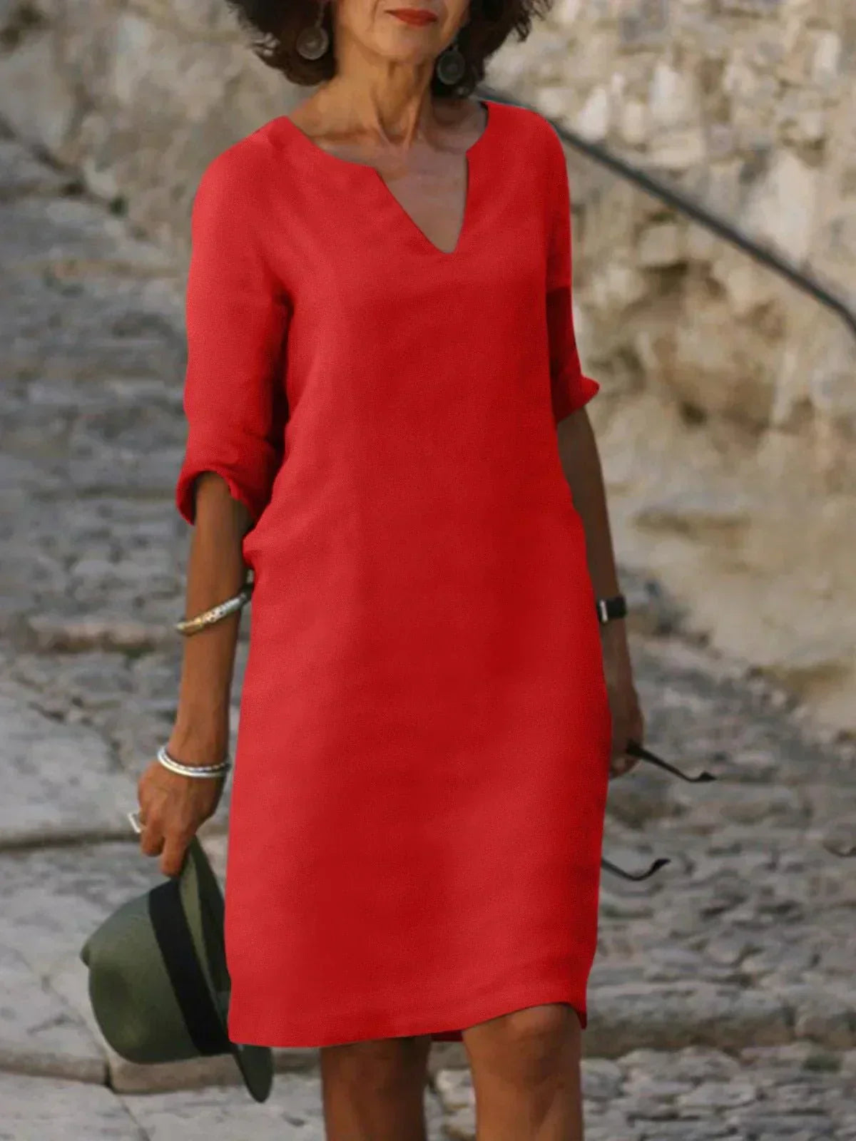 Damen Kleid | Kerbausschnitt Gerade Form