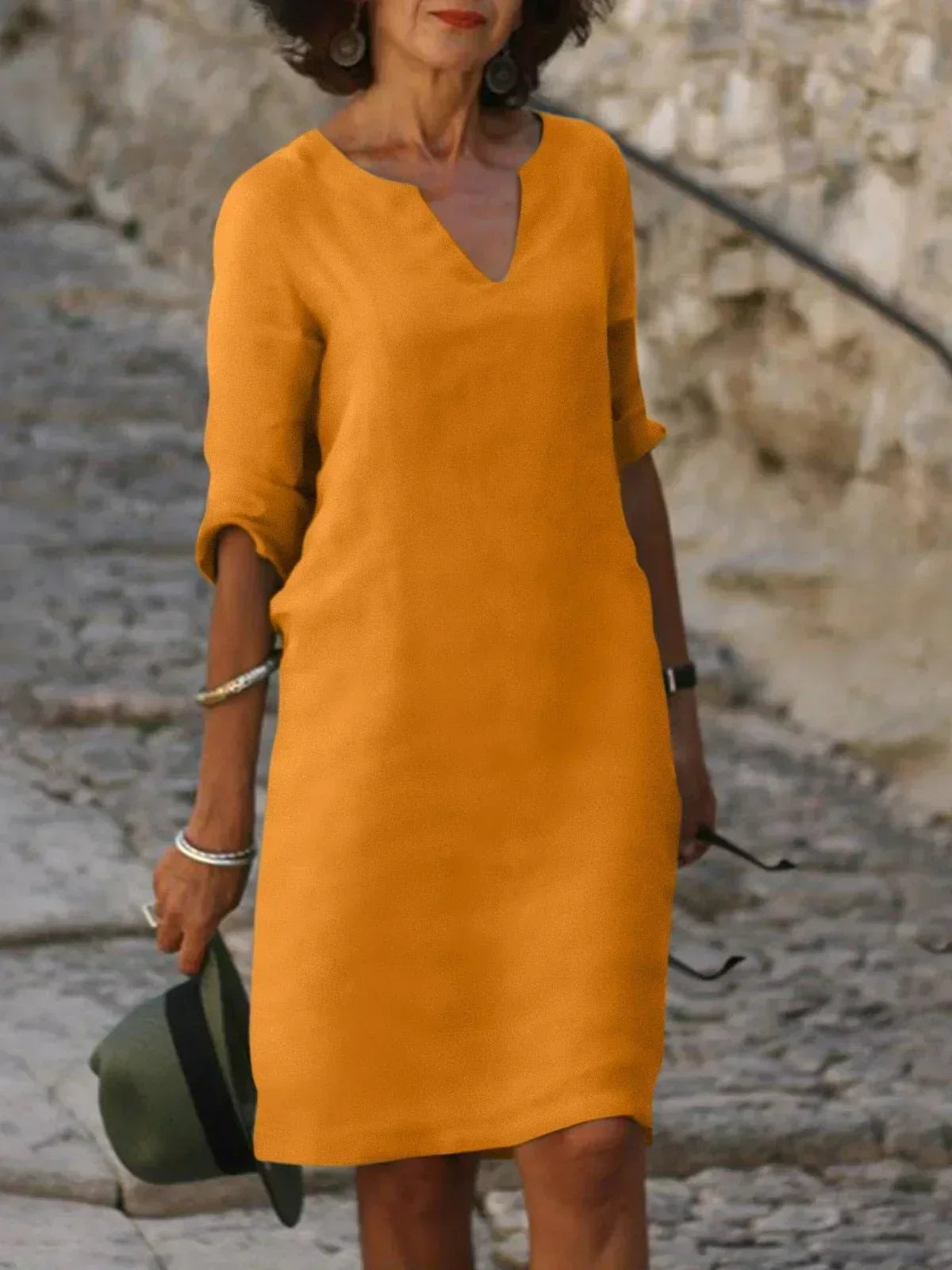 Damen Kleid | Kerbausschnitt Gerade Form