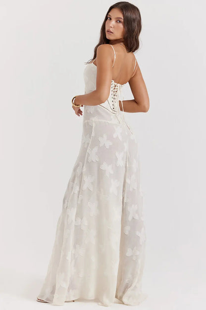 Damen Kleid | Spaghettiträger Florales Maxi