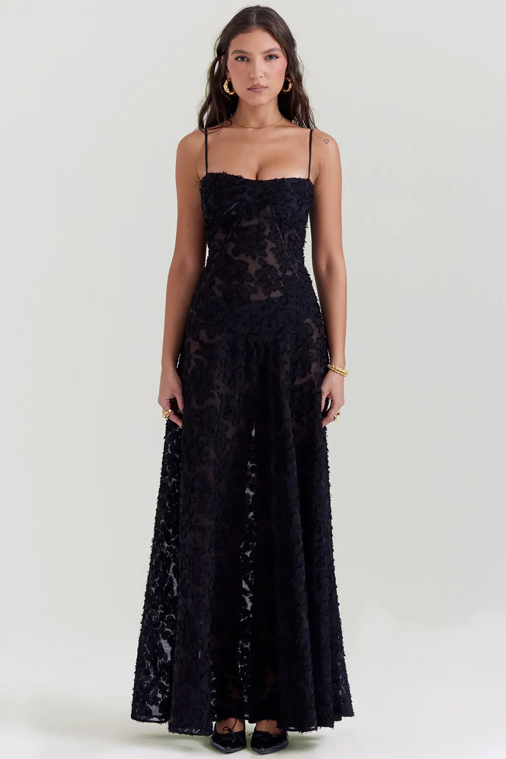 Damen Kleid | Spaghettiträger Florales Maxi