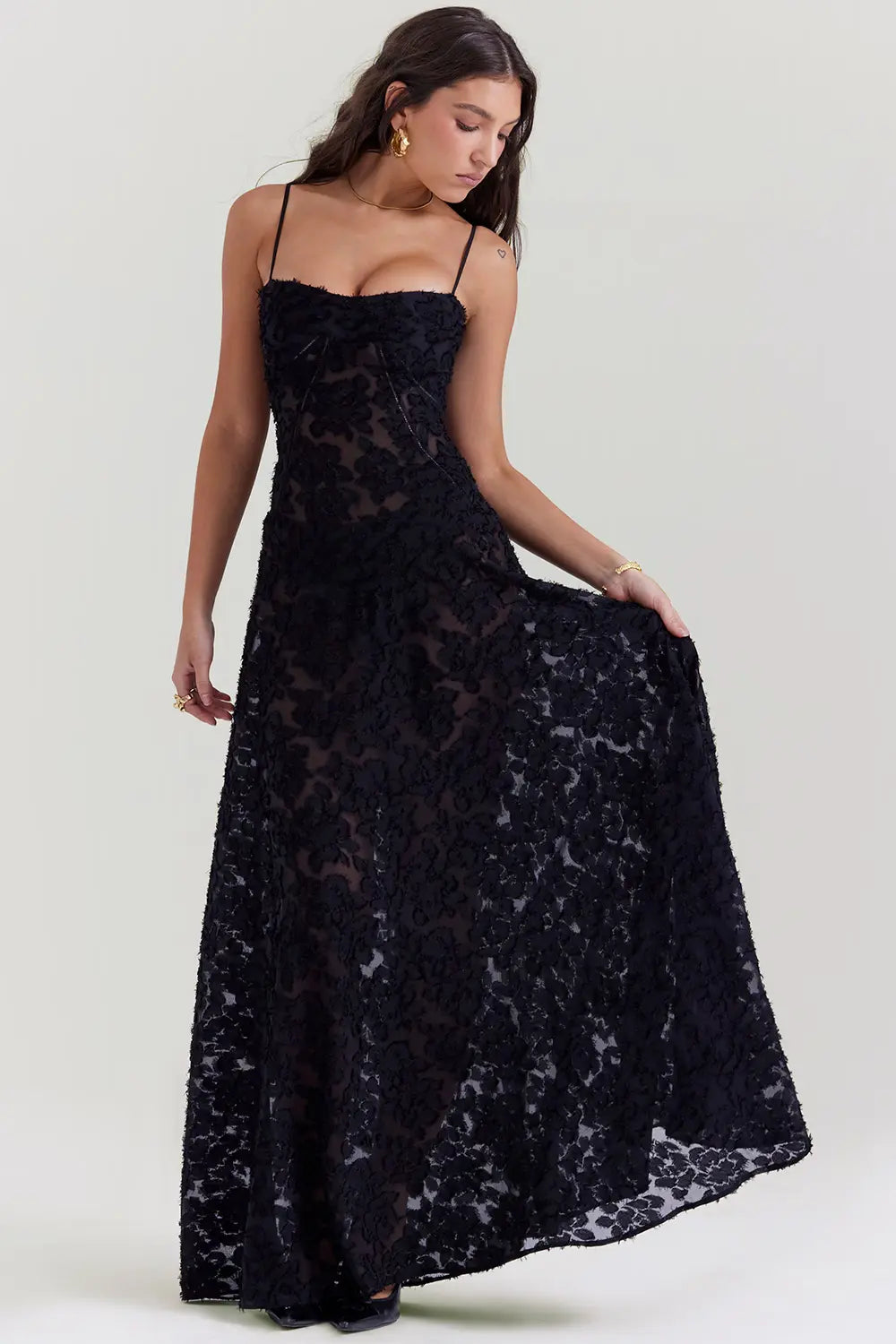 Damen Kleid | Spaghettiträger Florales Maxi