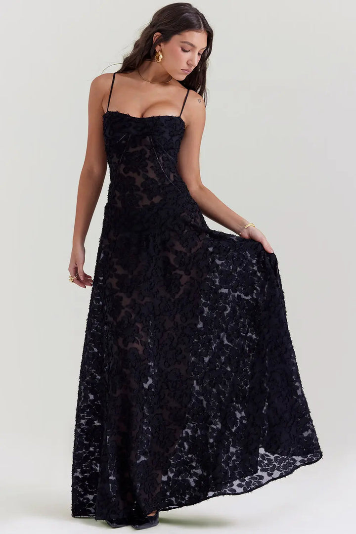 Damen Kleid | Spaghettiträger Florales Maxi