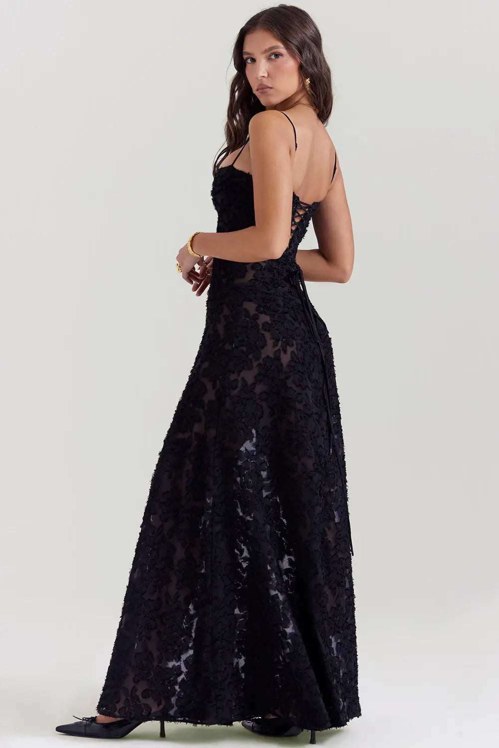 Damen Kleid | Spaghettiträger Florales Maxi