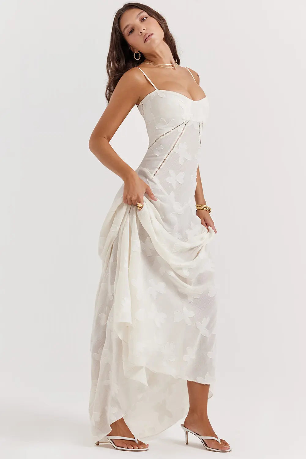 Damen Kleid | Spaghettiträger Florales Maxi