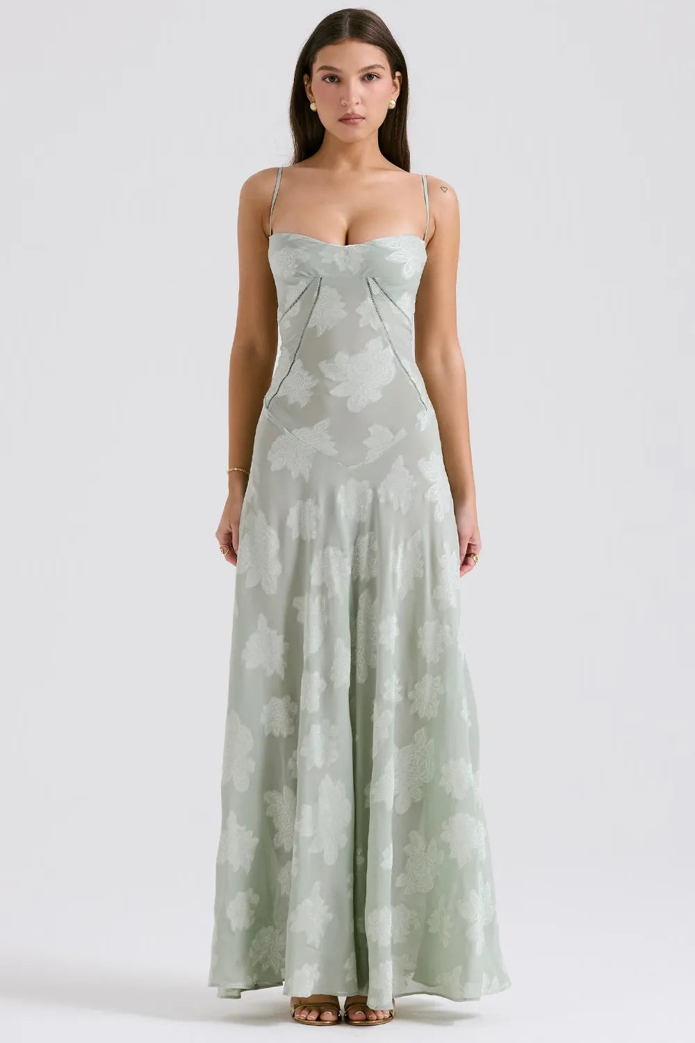 Damen Kleid | Spaghettiträger Florales Maxi