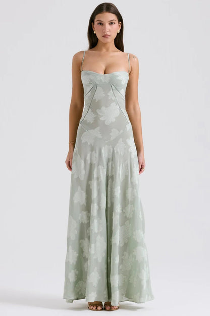 Damen Kleid | Spaghettiträger Florales Maxi