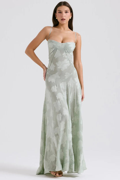 Damen Kleid | Spaghettiträger Florales Maxi