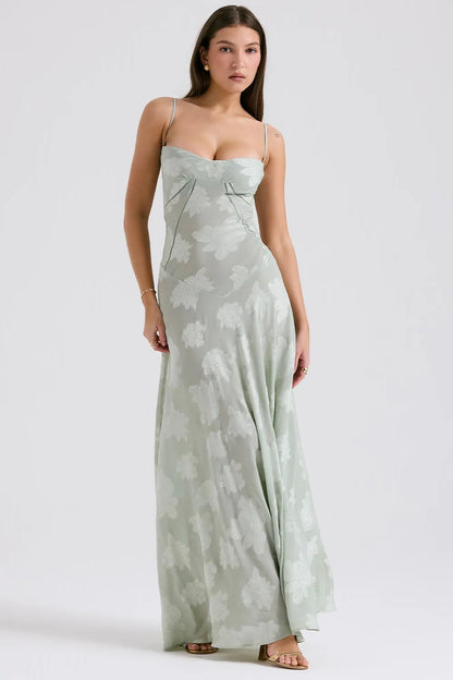 Damen Kleid | Spaghettiträger Florales Maxi