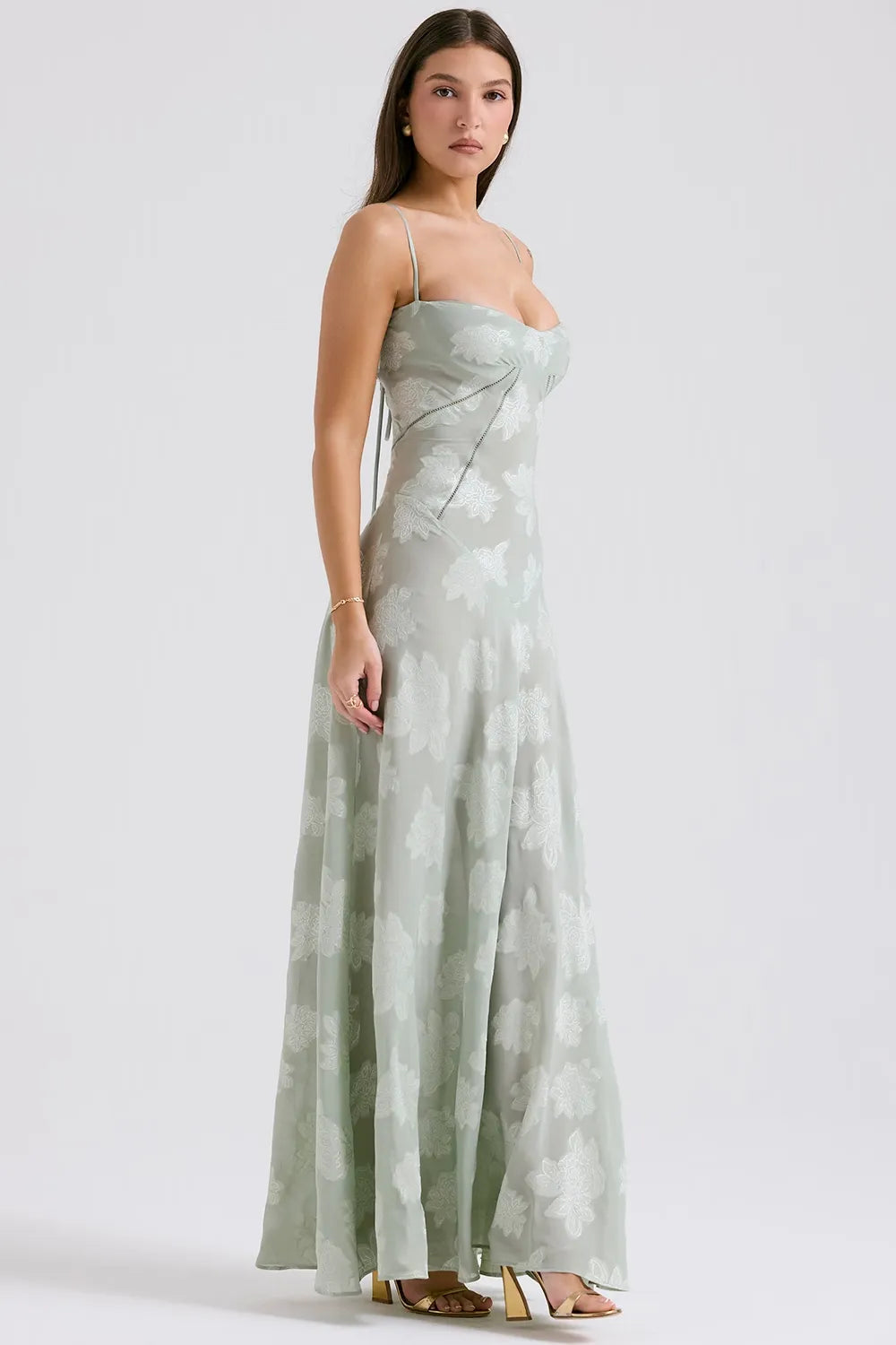 Damen Kleid | Spaghettiträger Florales Maxi