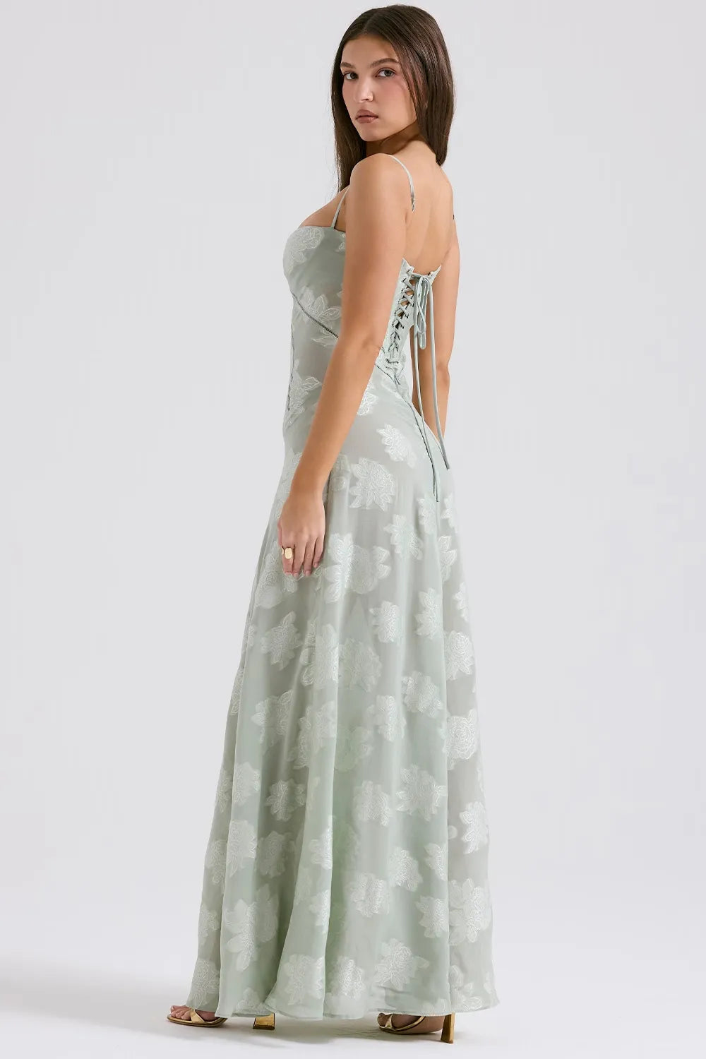 Damen Kleid | Spaghettiträger Florales Maxi