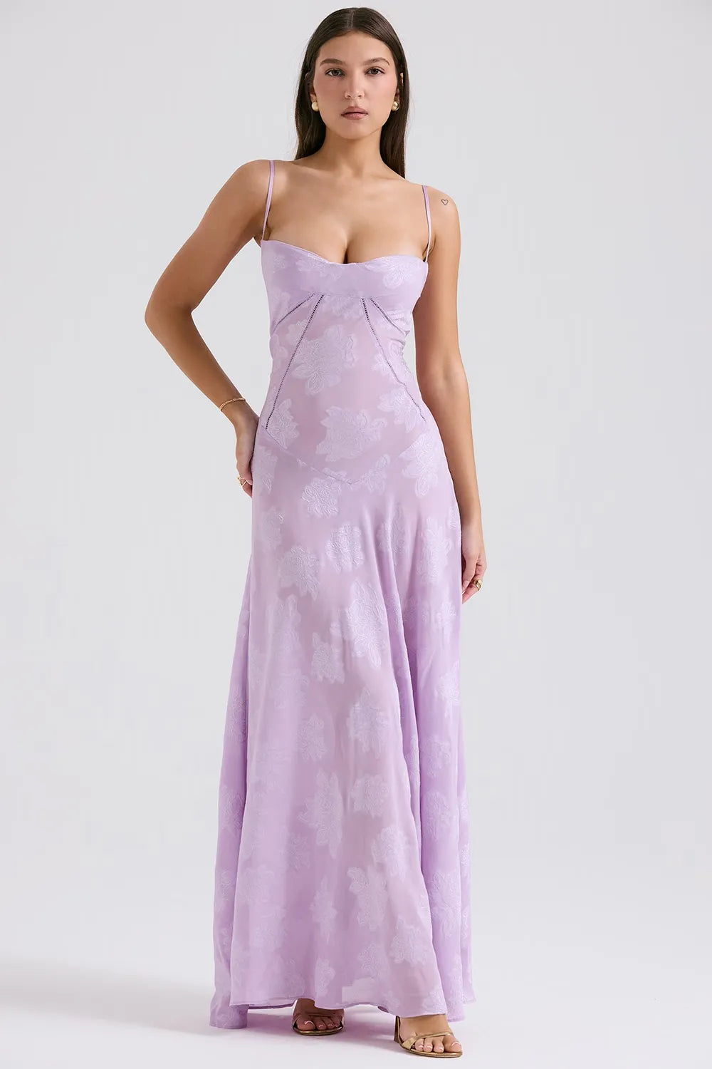 Damen Kleid | Spaghettiträger Florales Maxi