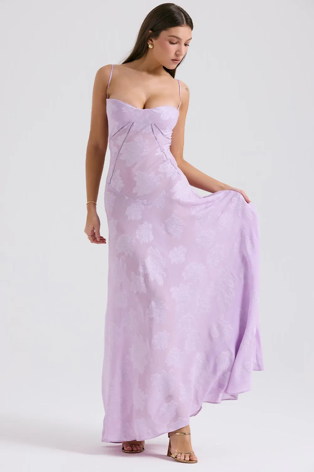 Damen Kleid | Spaghettiträger Florales Maxi