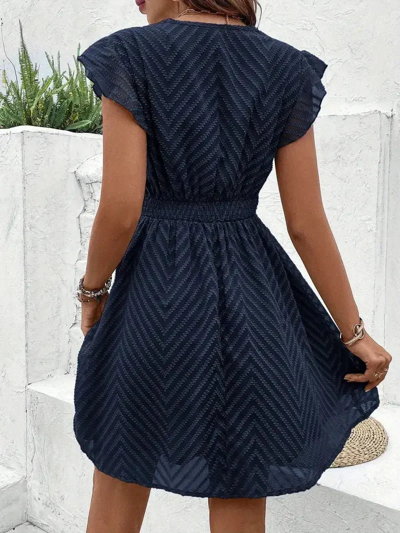 Damen Kleid | V-Ausschnitt Kurzarm Mini