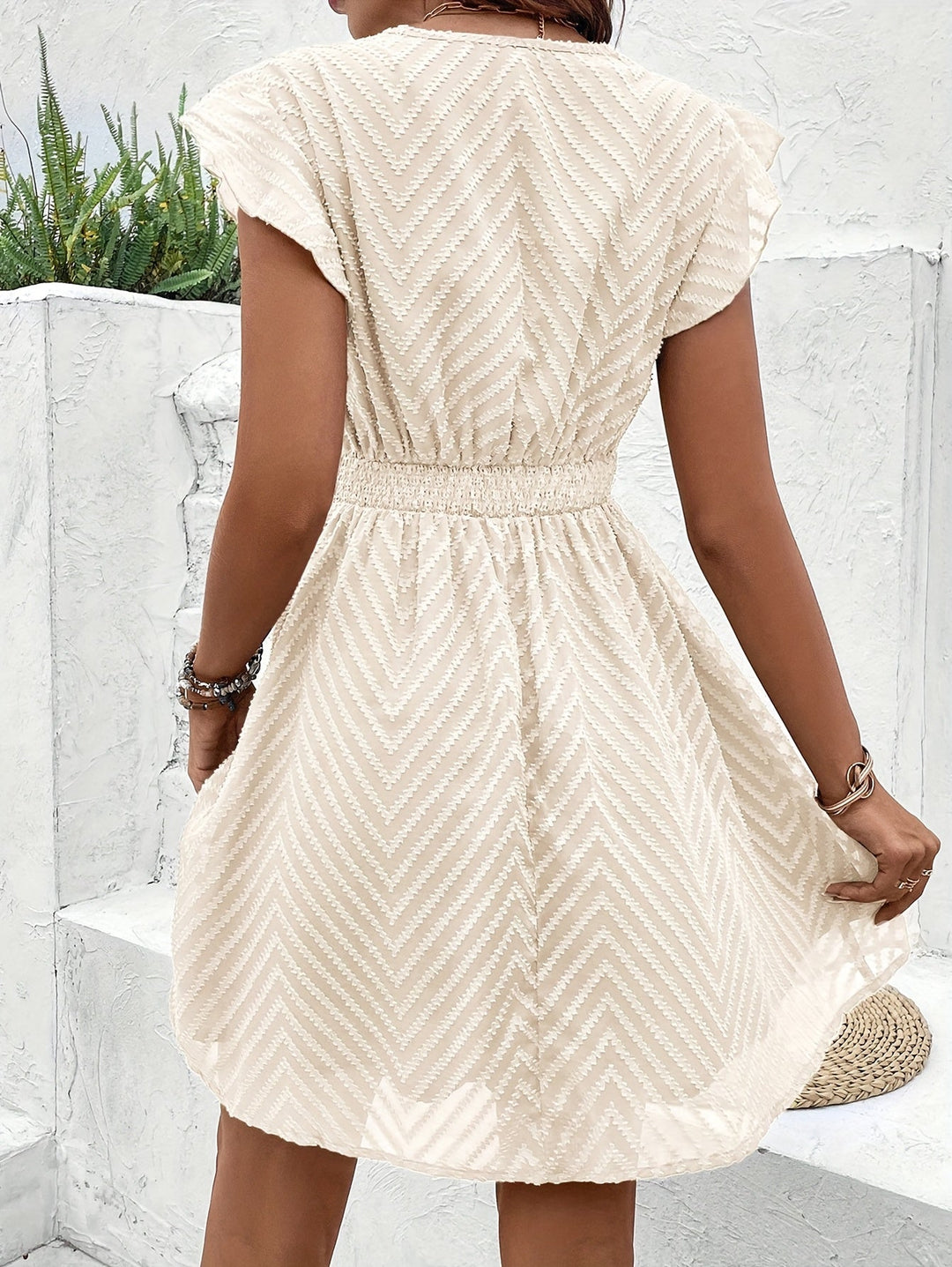 Damen Kleid | V-Ausschnitt Kurzarm Mini