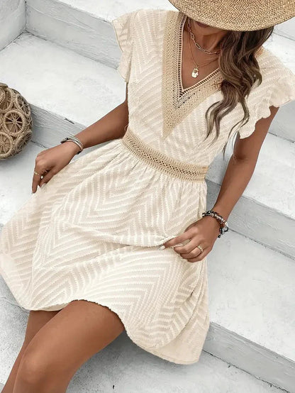 Damen Kleid | V-Ausschnitt Kurzarm Mini