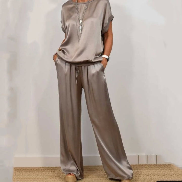 Damen Zweiteiler | Kurzarmoberteil und Weite Hose